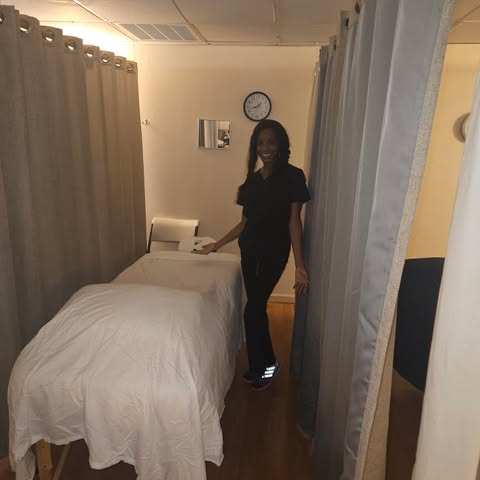 Calm private treatment room at Heavenly Hands With Eve